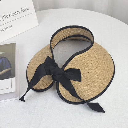 Wide Straw Sun Trim Contrast Brim Visor