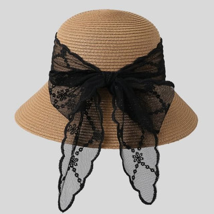 Straw Lace Sun Hat Bow