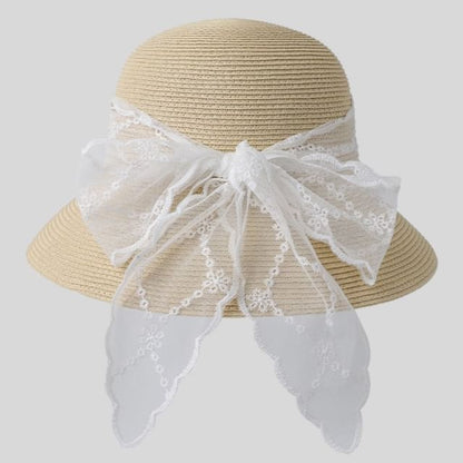 Straw Lace Sun Hat Bow