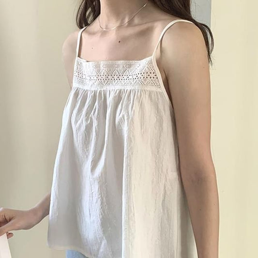 Plain Pointelle Cami Top