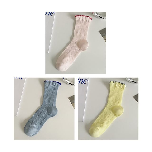 Contrast Trim Socks Set