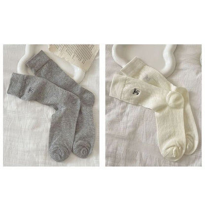 Bow Embroidered Socks Set