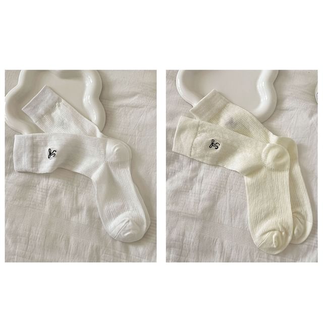 Bow Embroidered Socks Set