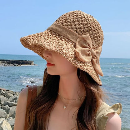 Straw Bow Hat Sun