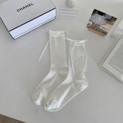 Ribbon Ribbed Socks