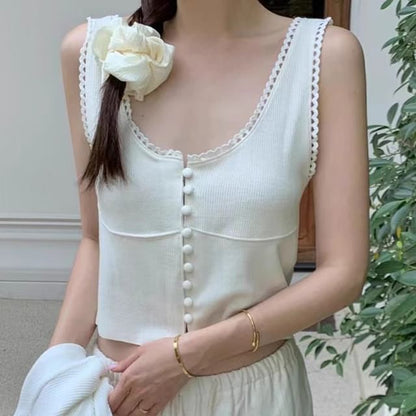 Sleeveless Square Neck Plain Crop Top