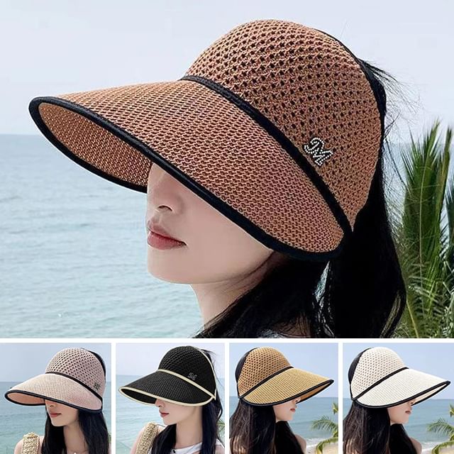 Hat Contrast Top Open Lettering Trim Sun