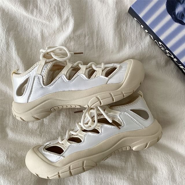 Platform Cutout Panel Sneaker Sandals