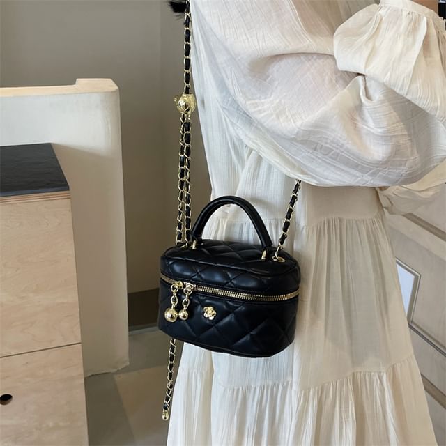 Strap Leather Chain Bag Quilted Crossbody Plain Faux