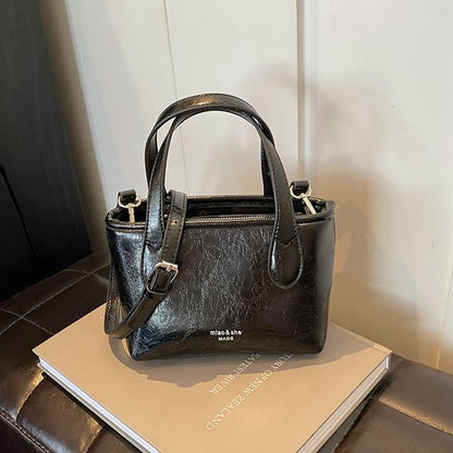 Handle Faux Crossbody Bag Top Plain Leather