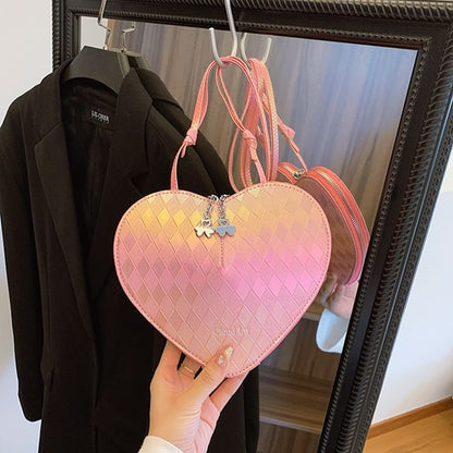 Faux Bag Leather Heart Shape Crossbody
