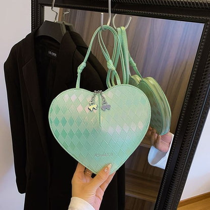 Faux Bag Leather Heart Shape Crossbody