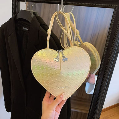 Faux Bag Leather Heart Shape Crossbody