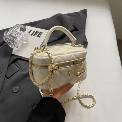 Strap Leather Chain Bag Quilted Crossbody Plain Faux