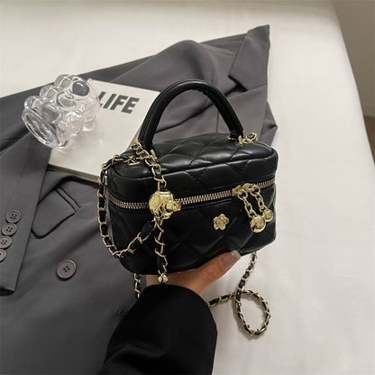 Strap Leather Chain Bag Quilted Crossbody Plain Faux