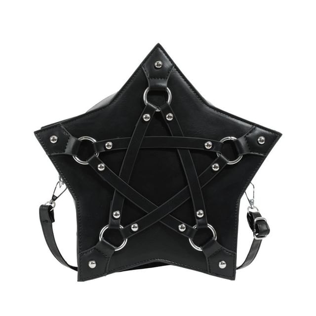 Leather Studded Star Crossbody Faux Bag Shape