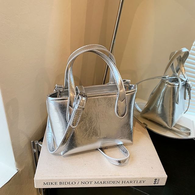 Handle Faux Crossbody Bag Top Plain Leather