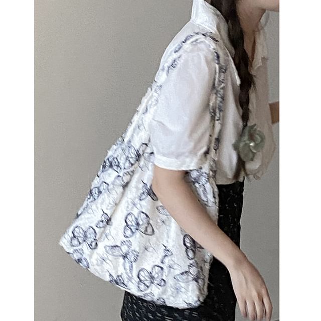 Butterfly Print Fabric Tote Bag