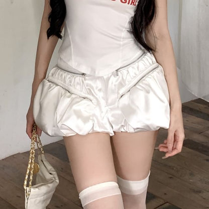 Top Plain Mid Skort Strapless / Lettering Rise