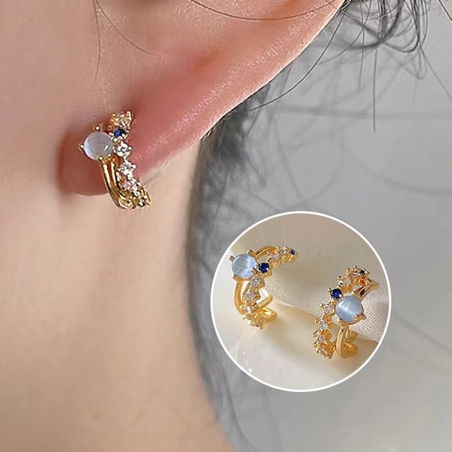 Cuff Ear Rhinestone Layered Alloy
