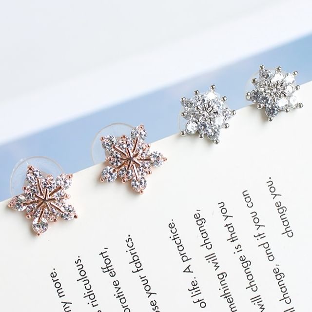 (Various Rhinestone Designs) Earring Alloy Stud Floral