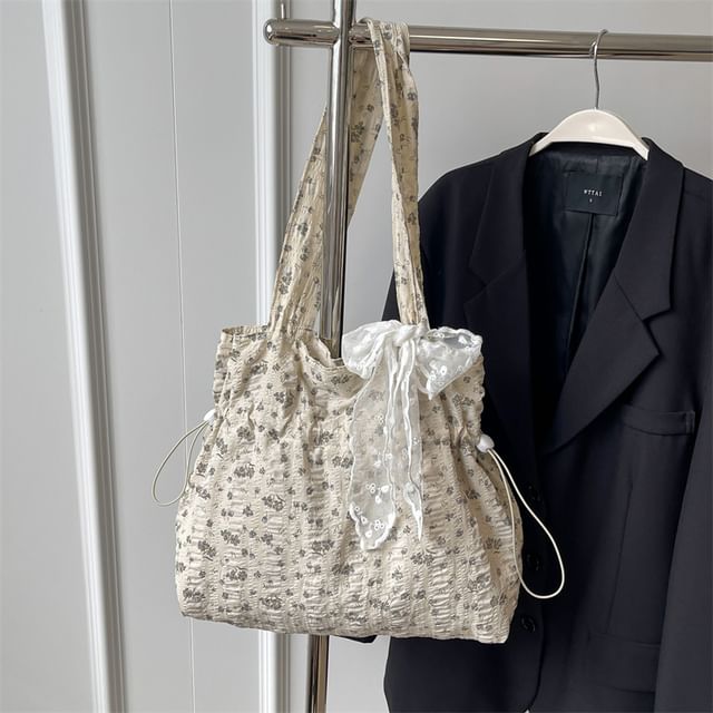 Floral Drawstring Shopper Bag / Neckerchief / Set