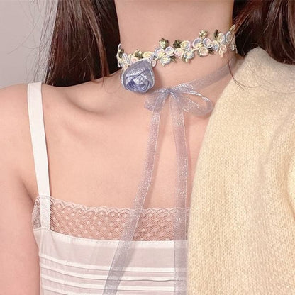 Ribbon Lace Choker Rose