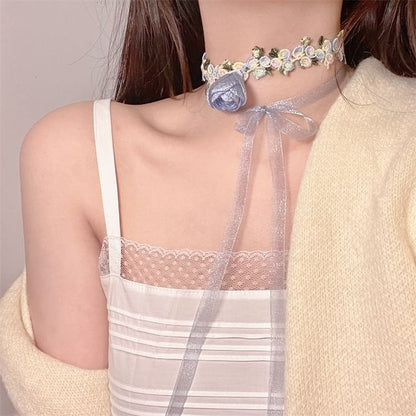 Ribbon Lace Choker Rose