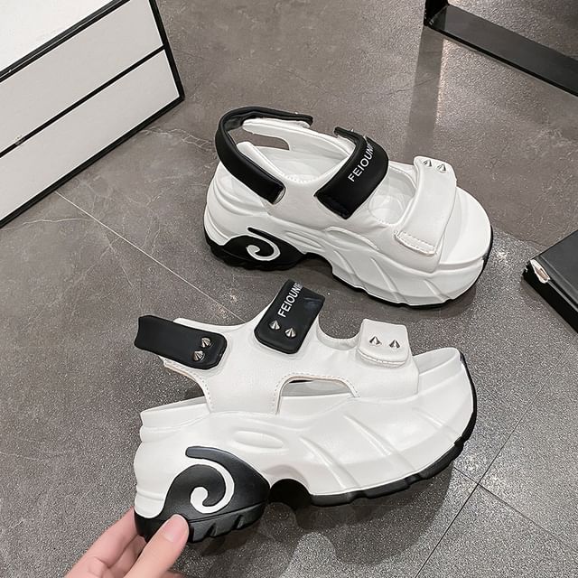 Tone Sandals Slingback Two Platform Adhesive Studded Strap