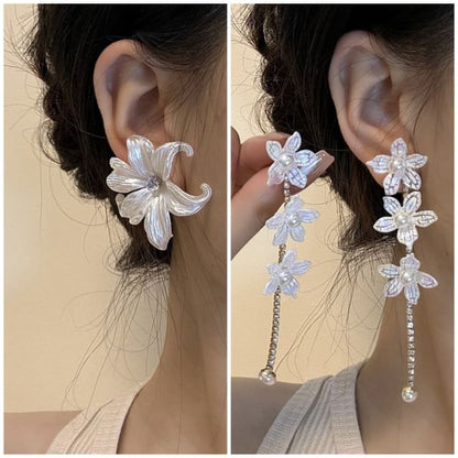 Dangle Floral / Stud Earring Alloy