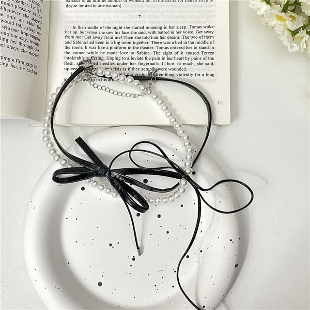 Choker Leather Faux Ribbon