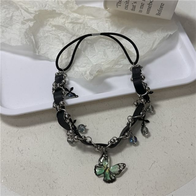 Butterfly Chain Thigh Leather Crystal Faux