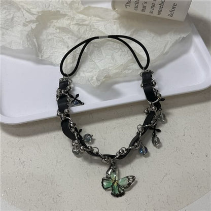 Butterfly Chain Thigh Leather Crystal Faux