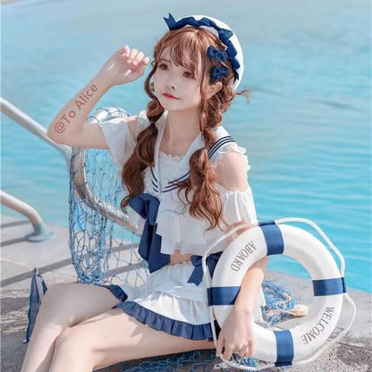 Set: Lolita Sailor Collar Swim Top + Swim Skirt