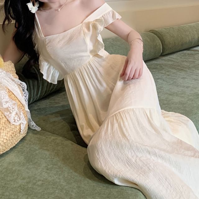 Dress Strap Spaghetti Maxi A-Line Tie Back