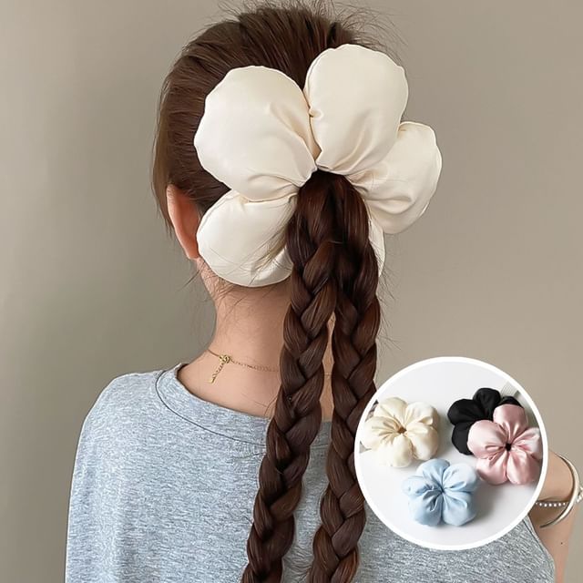 Satin Flower Scrunchie