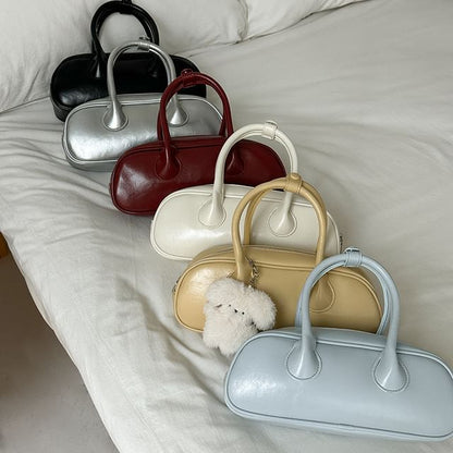 Faux Top Handle Crossbody Plain Leather Bag