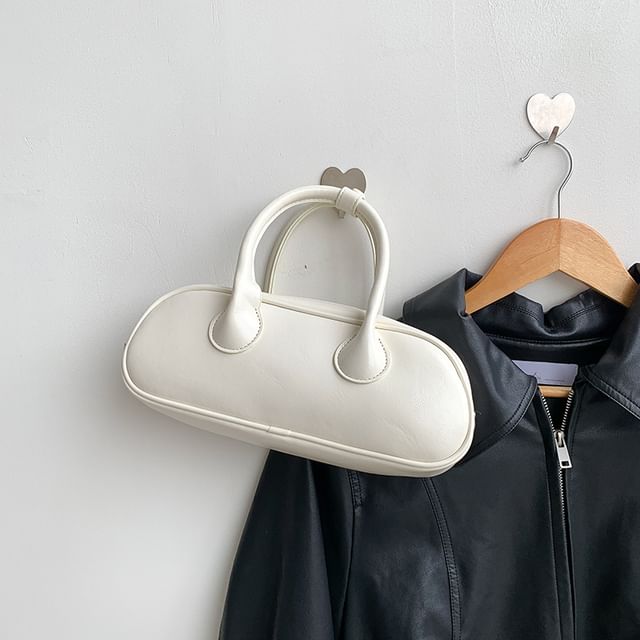 Faux Top Handle Crossbody Plain Leather Bag