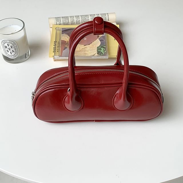 Faux Top Handle Crossbody Plain Leather Bag