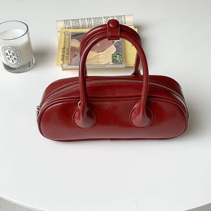 Faux Top Handle Crossbody Plain Leather Bag