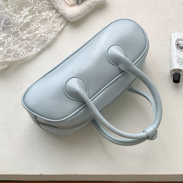 Faux Top Handle Crossbody Plain Leather Bag