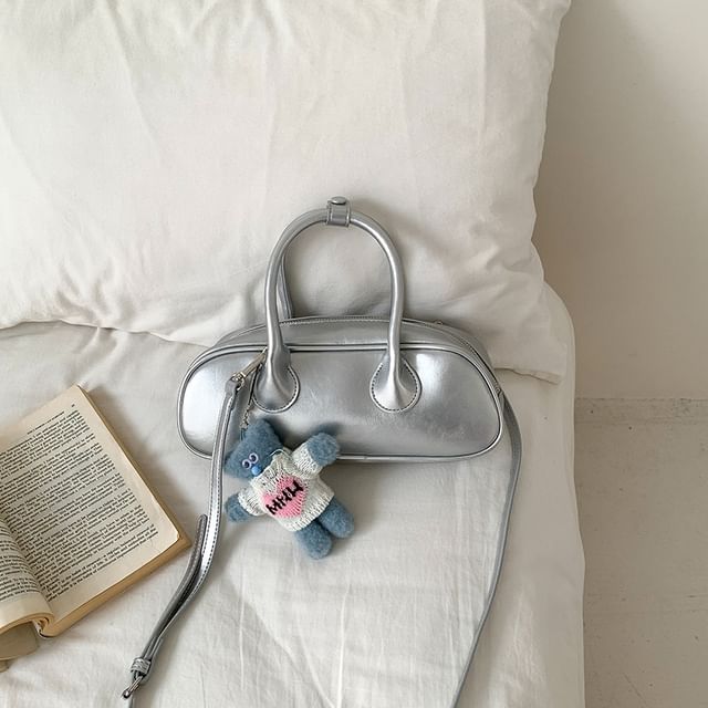 Faux Top Handle Crossbody Plain Leather Bag