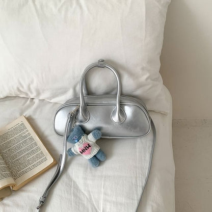 Faux Top Handle Crossbody Plain Leather Bag