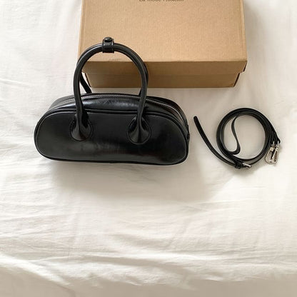 Faux Top Handle Crossbody Plain Leather Bag