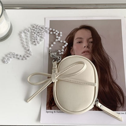 Set: Strap + Charm Leather Crossbody Pearl Plain Bag Faux