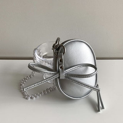 Set: Strap + Charm Leather Crossbody Pearl Plain Bag Faux