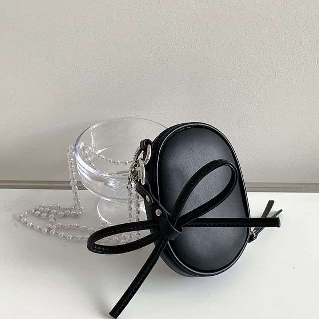 Set: Strap + Charm Leather Crossbody Pearl Plain Bag Faux