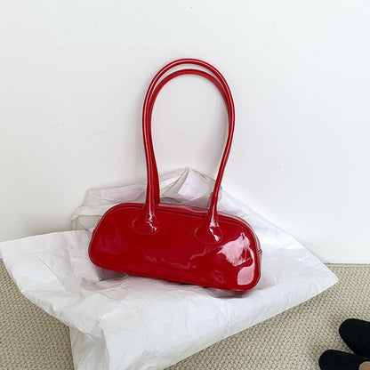 Plain Patent Leather Shoulder Bag