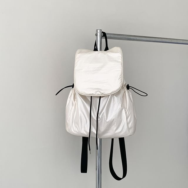 Plain Flap Backpack Drawstring