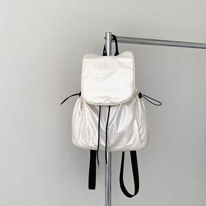 Plain Flap Backpack Drawstring